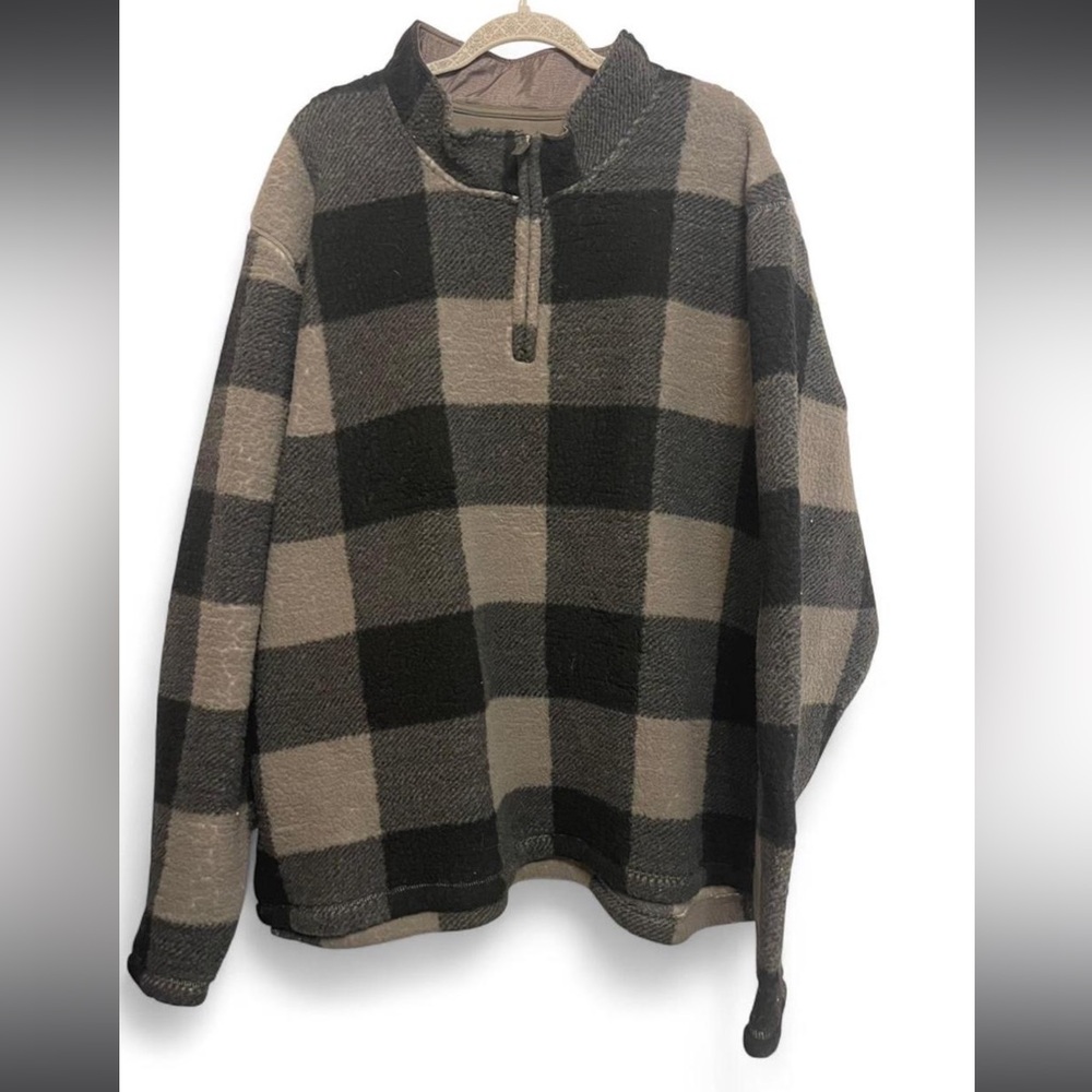 Wrangler Men's Zip-Up Sweater - Black and Gray Plaid 3X